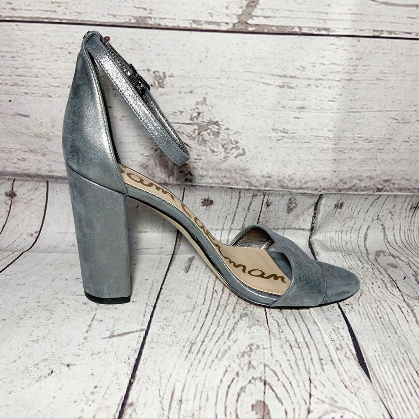 NEW Sam Edelman Yaro Metallic Gray Sandal 9 NWOT