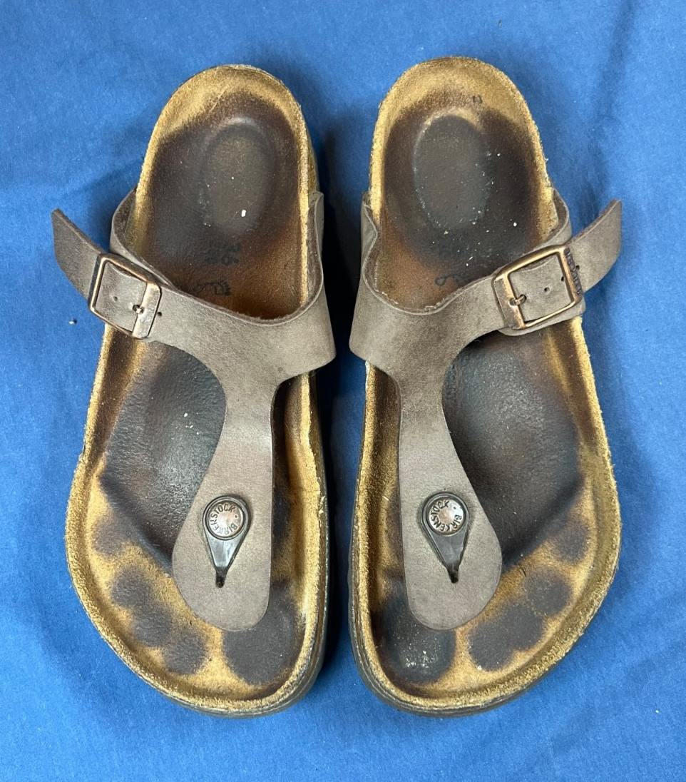 Womens 36 Birkenstock Gizeh Brown T Strap Sandals Thong Straps Comfy Germany Toe