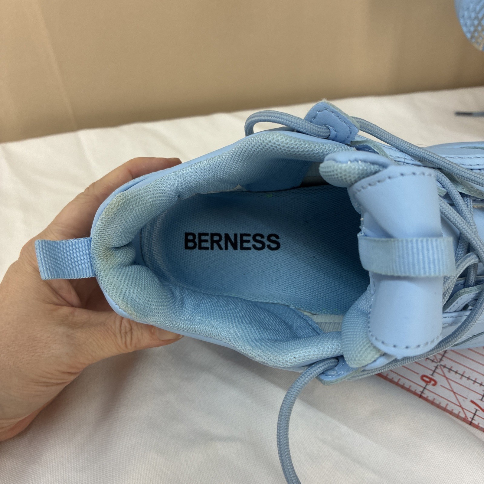 Berness LILY 5005 Light Blue Platform Sneakers Chunky Lace Up Shoes Women Bold