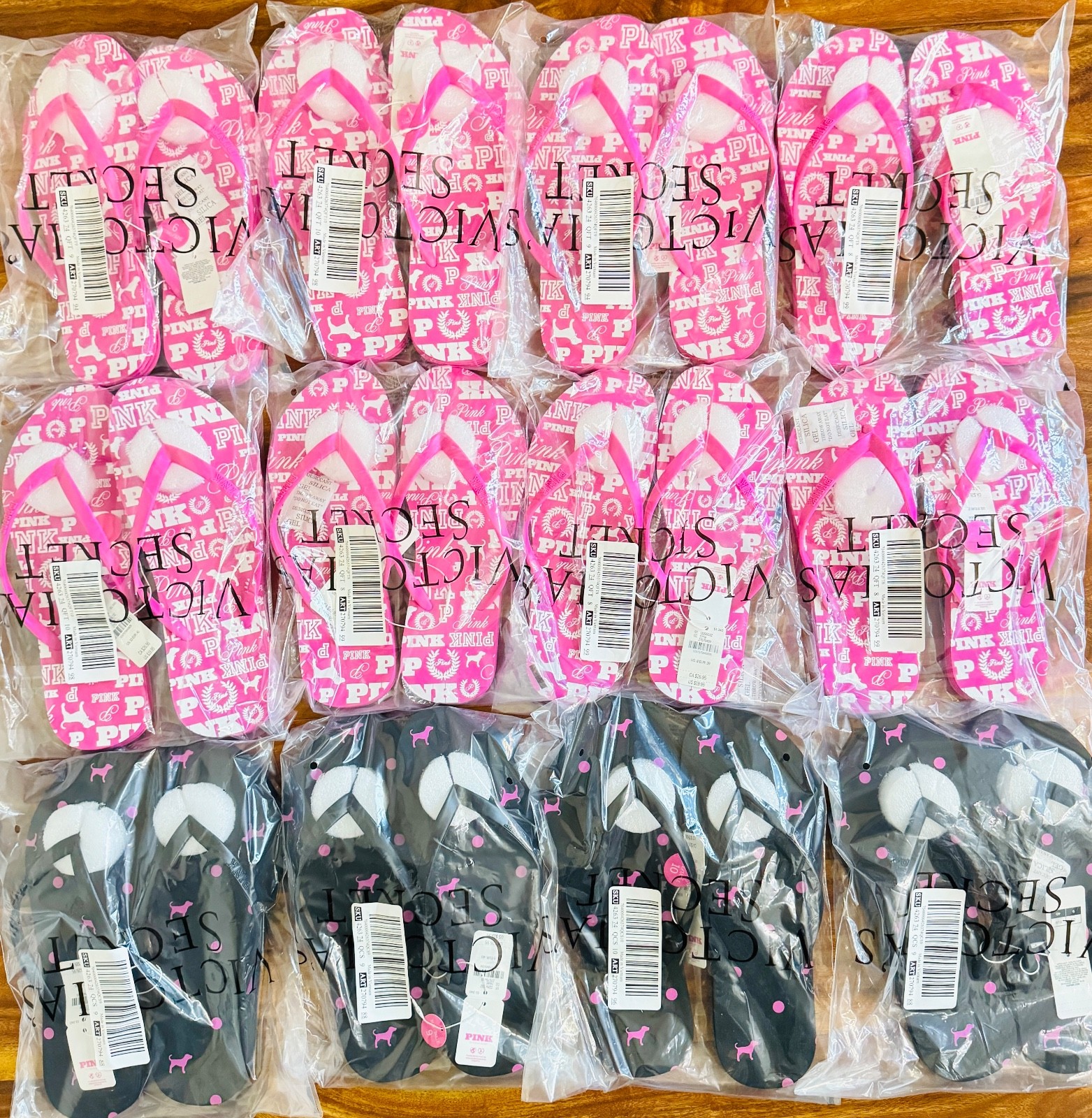 VICTORIA’S SECRET PINK FLIP FLOPS BLACK OR PINK SIZE 8, 9, 10