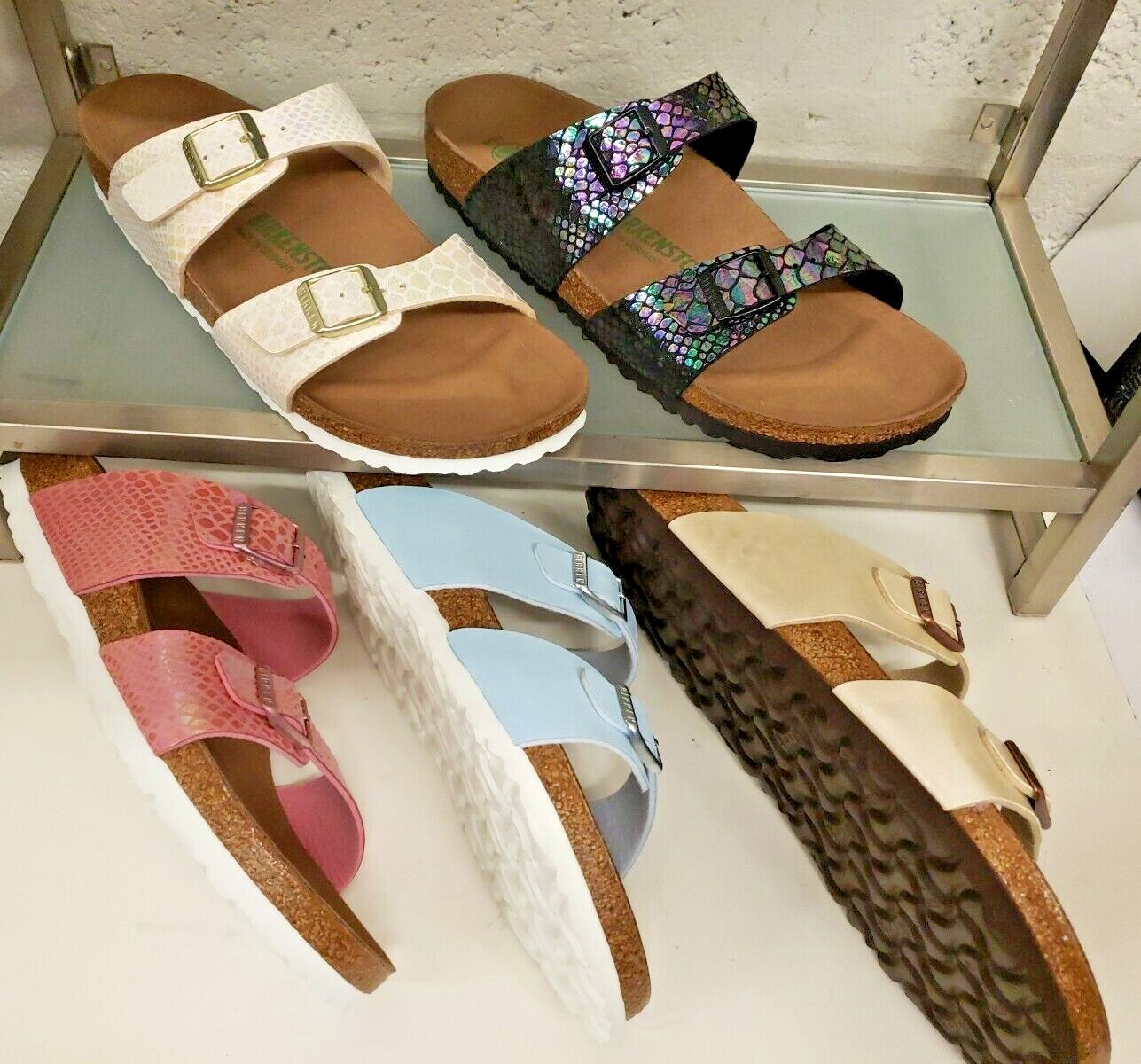 Birkenstock Sydney NARROW VEGAN orthopedic comfort Sandals snake Birko-Flor NEW