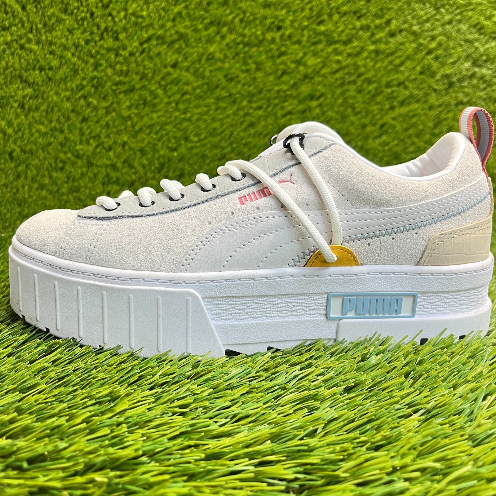 Puma Mayze Womens Size 8.5 Cream Gray White Athletic Training Shoes Sneakers