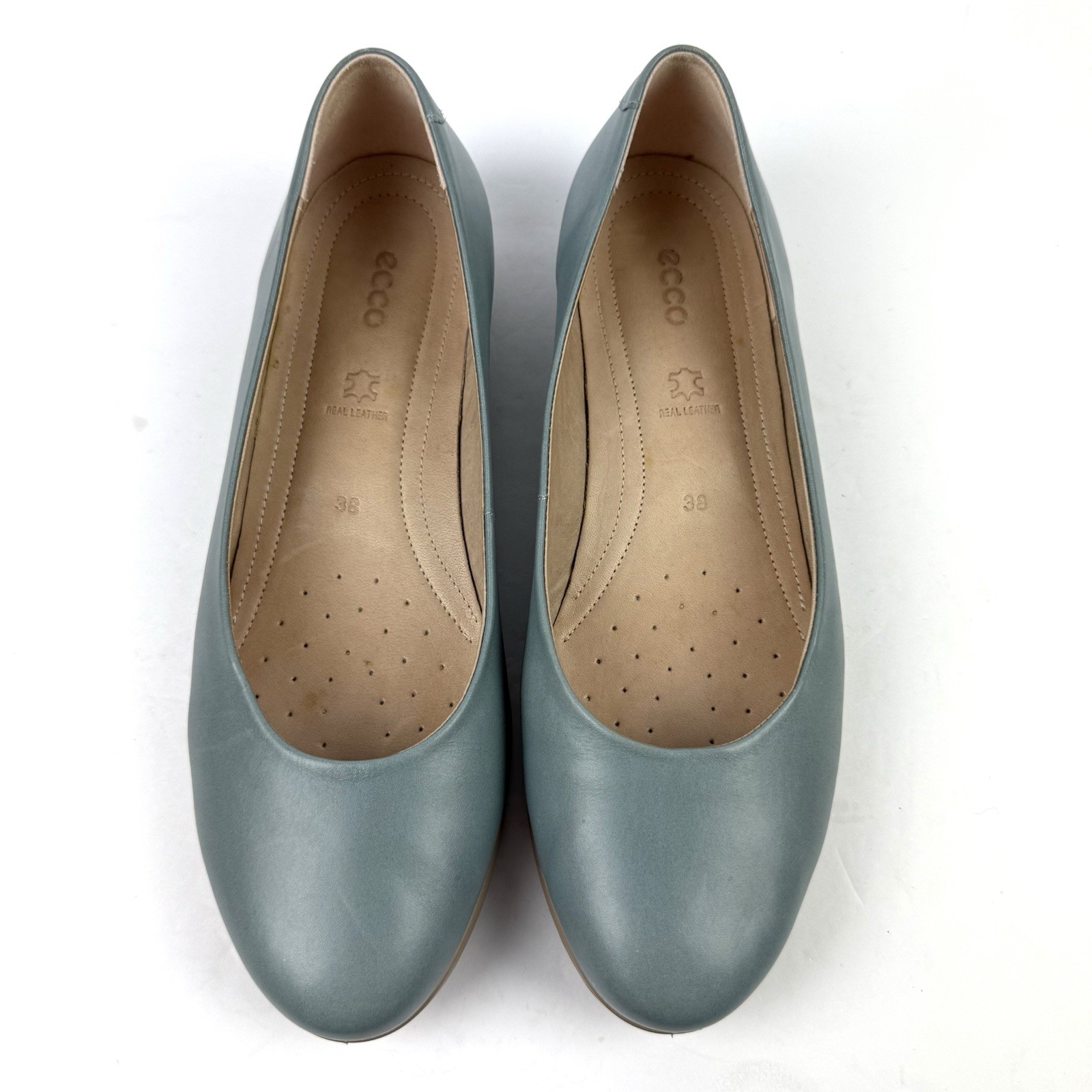 ECCO  Touch Ballerina Flats Slate Faded Blue Slip On Shoes Comfort Womens