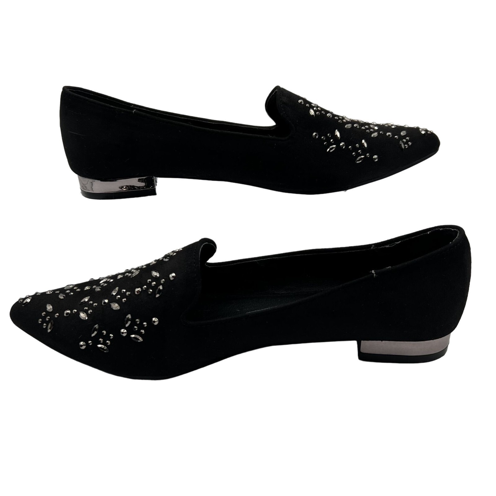 Cato Womens 9 Black Suede Studded Pointed Toe Shoes Career Wear Business Casual