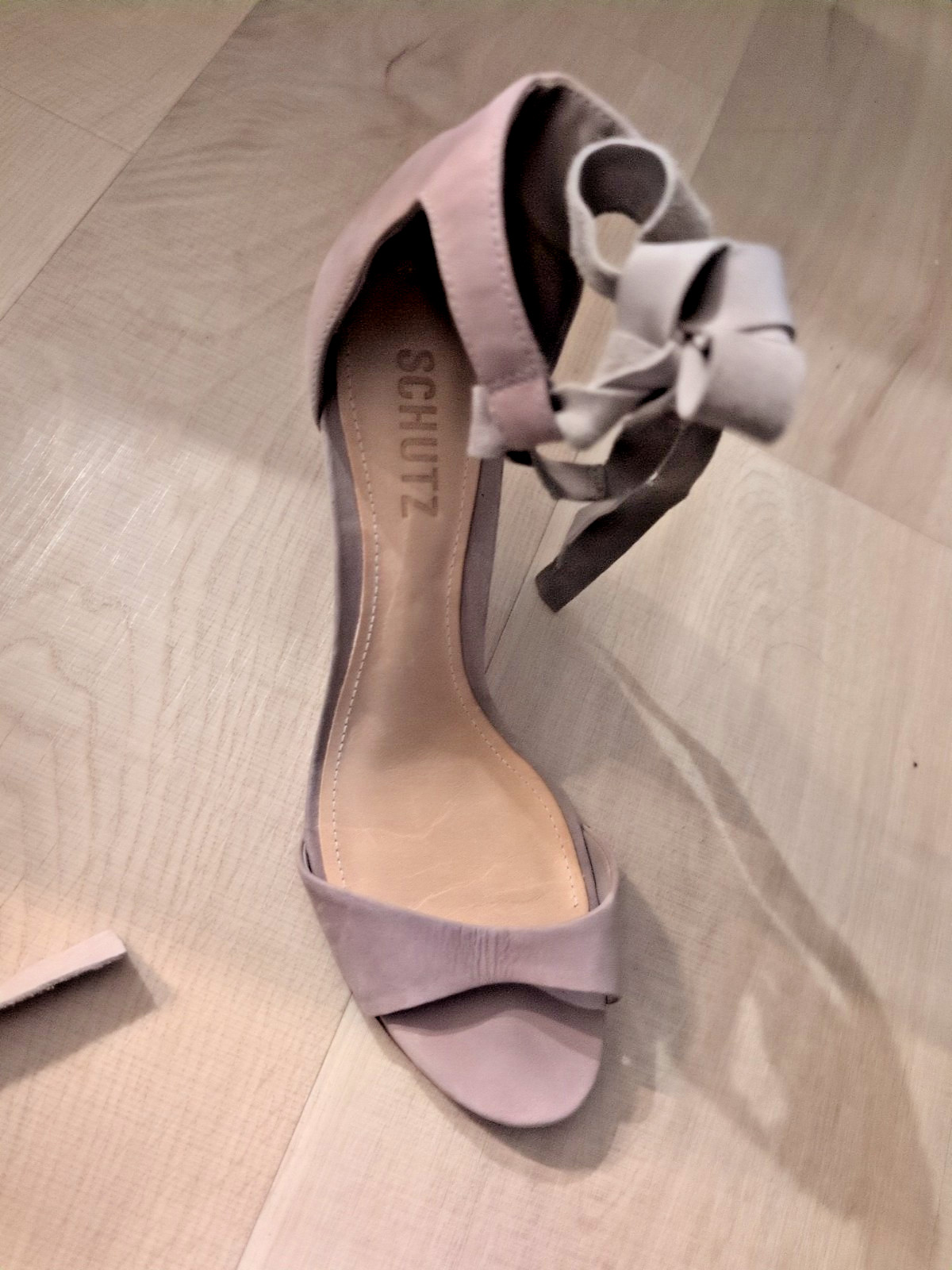 New Light Beige Schultz Strap Heels US 6.5B Leather Peep Toe Kitty New Soft