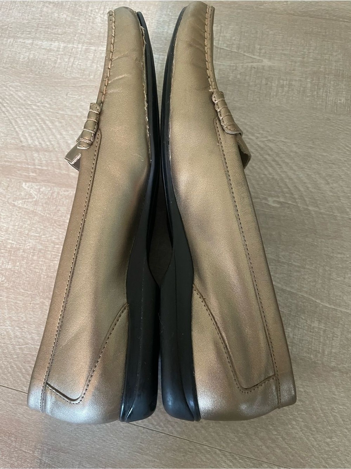 Trotter’s Metallic Bronze Penny Loafers flats shoes slipons sz 10N leather