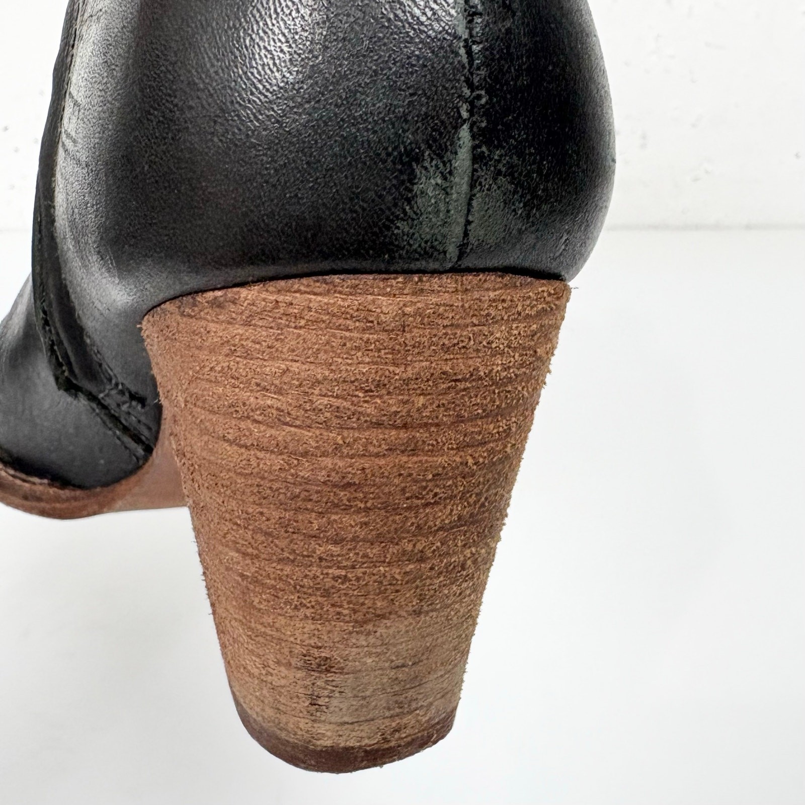 Madewell Womens Billie Boots Black Leather Block Heel Side Zip Closure Size 7