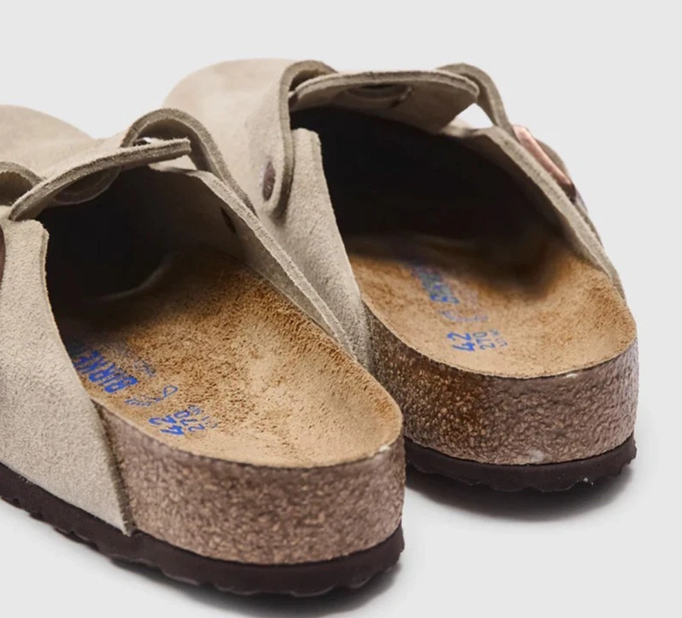 Birkenstock Boston Soft Footbed Taupe Suede Leather Unisex’s Clog Shoes