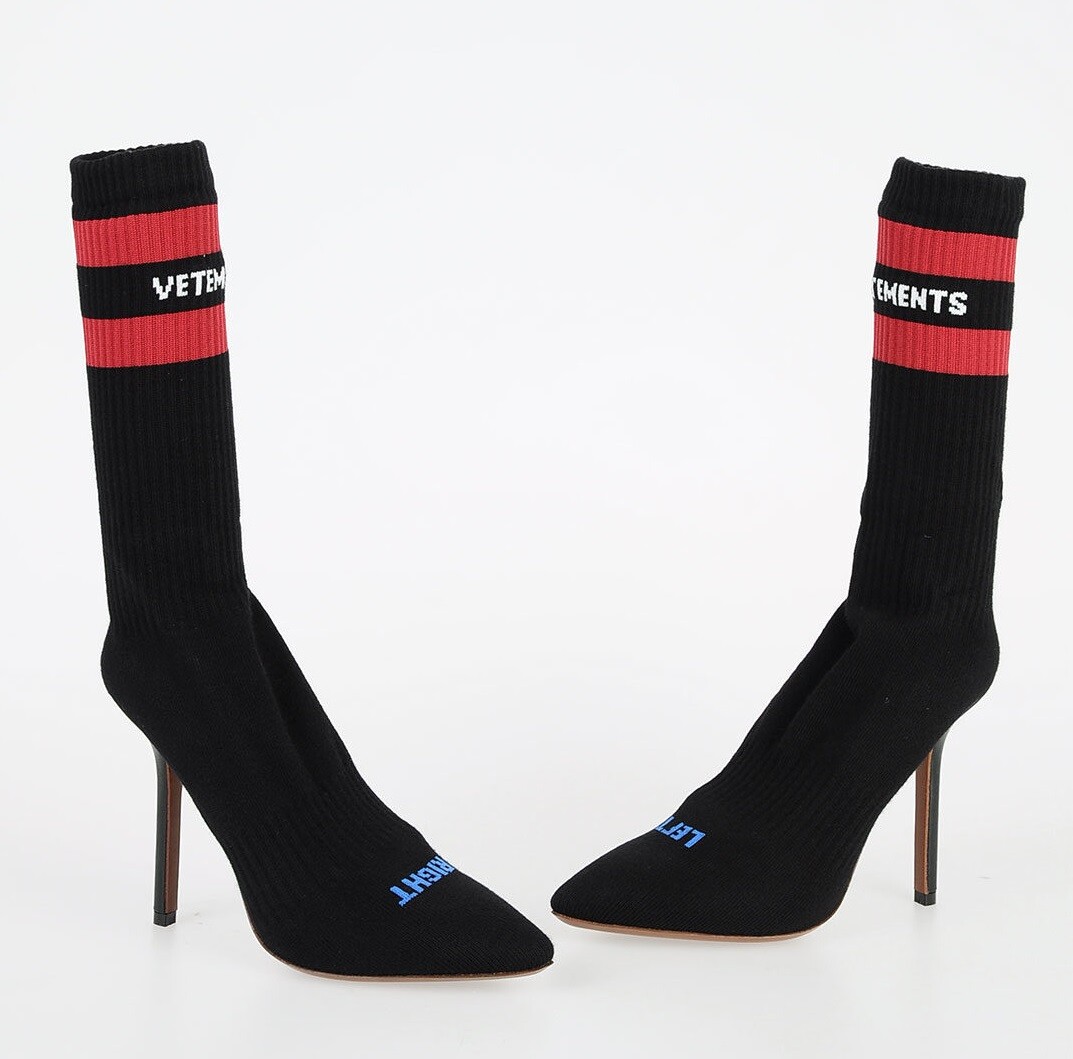 Vetements Black Knit Sock Stiletto Pumps sz US 6 / IT 36 $985 ~ FLAWLESS, NEW ~