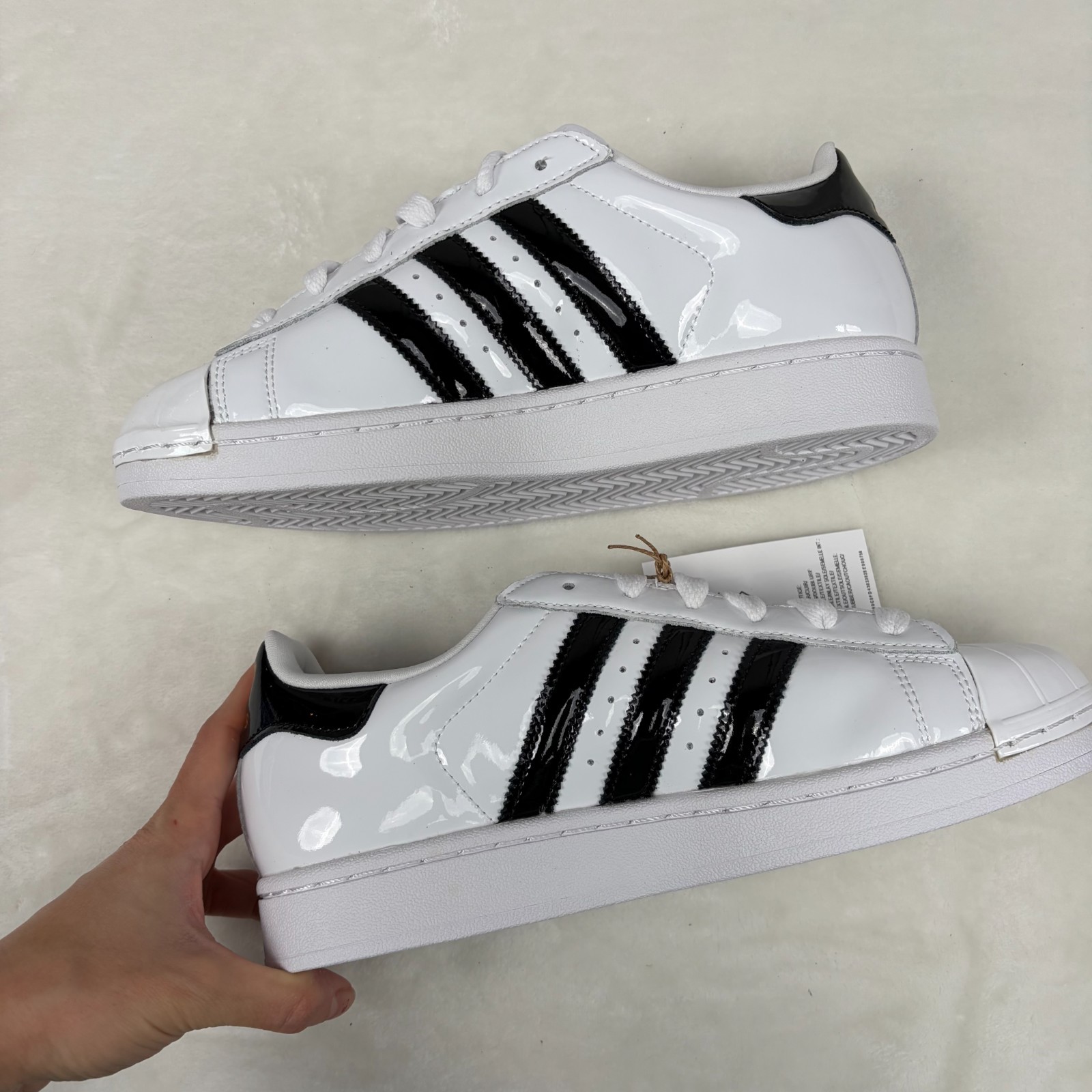 Adidas Superstar 2 Women Shoes Patent Shiny Glossy Finish White Black JS4010