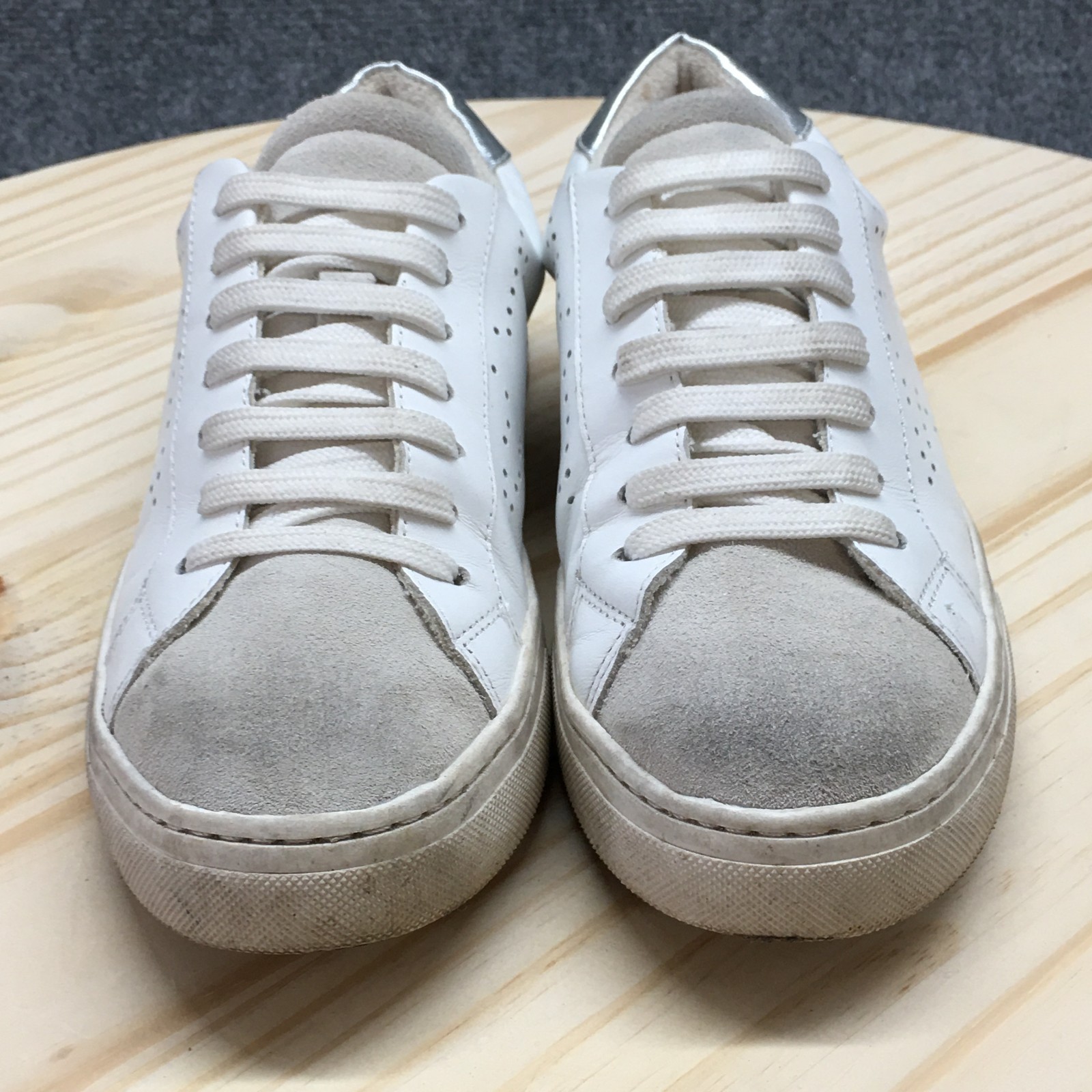 Steve Madden Sneaker Womens 8M White Rezume Round Toe Laced Up Casual Leather