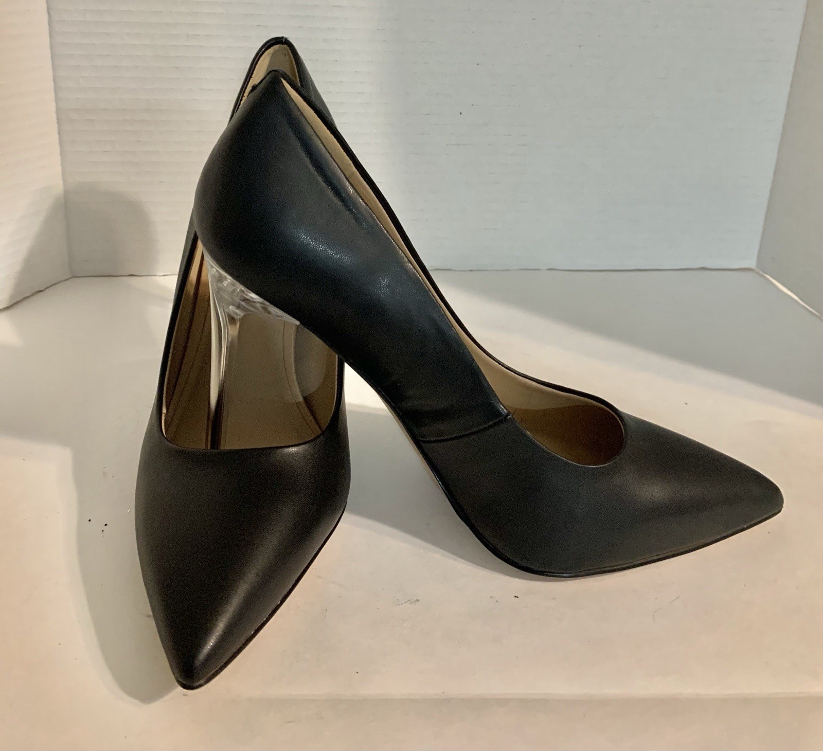 MIX No 6 Women Pump 10 M Black PU Leather Pull On Sexy Elegant Heel Shoes.