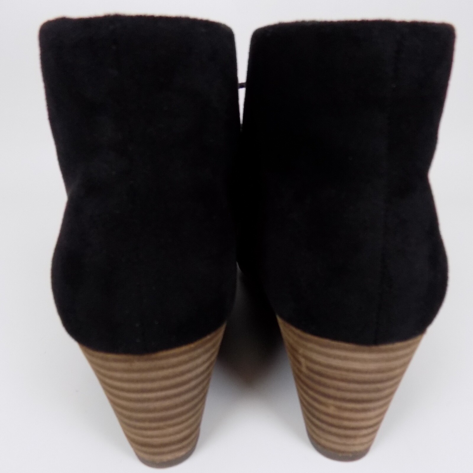 DR. SCHOLL’S Women Dakota Wedge Ankle Lace Booties Size 7.5 WIDE, Black Faux Sue