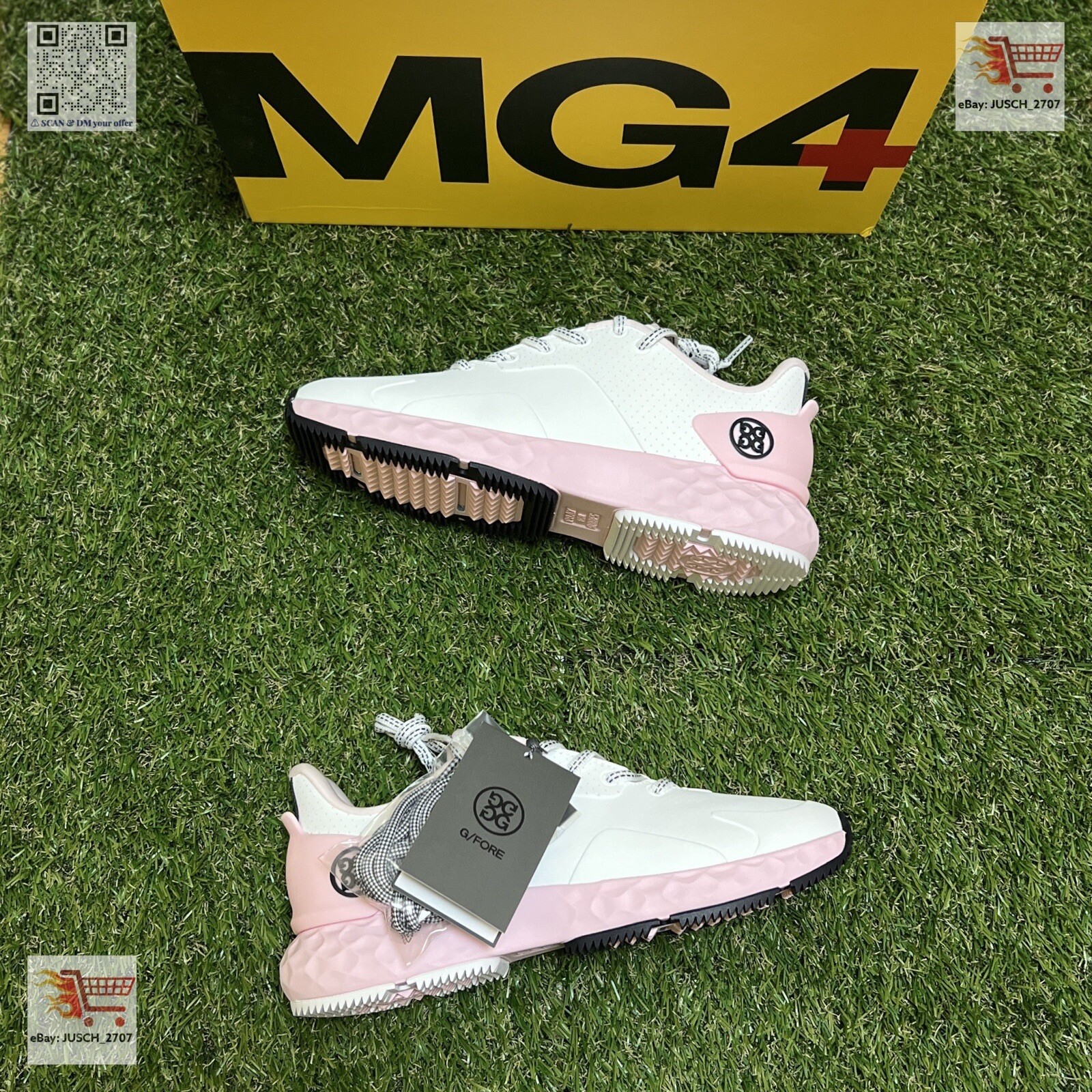 G/FORE GFORE MG4+ Limited Solid Golf Shoe Sneaker ⛳️ LADIES 6.5 White Pink Block