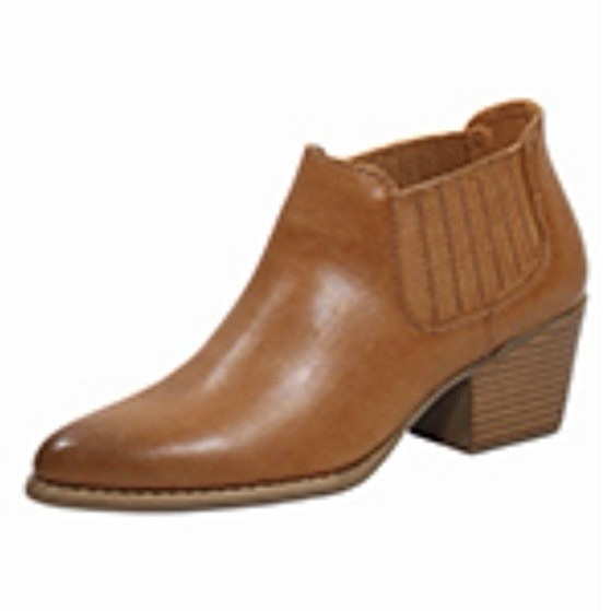 a.n.a Women’s Brown Leather Ankle Bootie Slip-On Pointed Toe Block Heel 9M