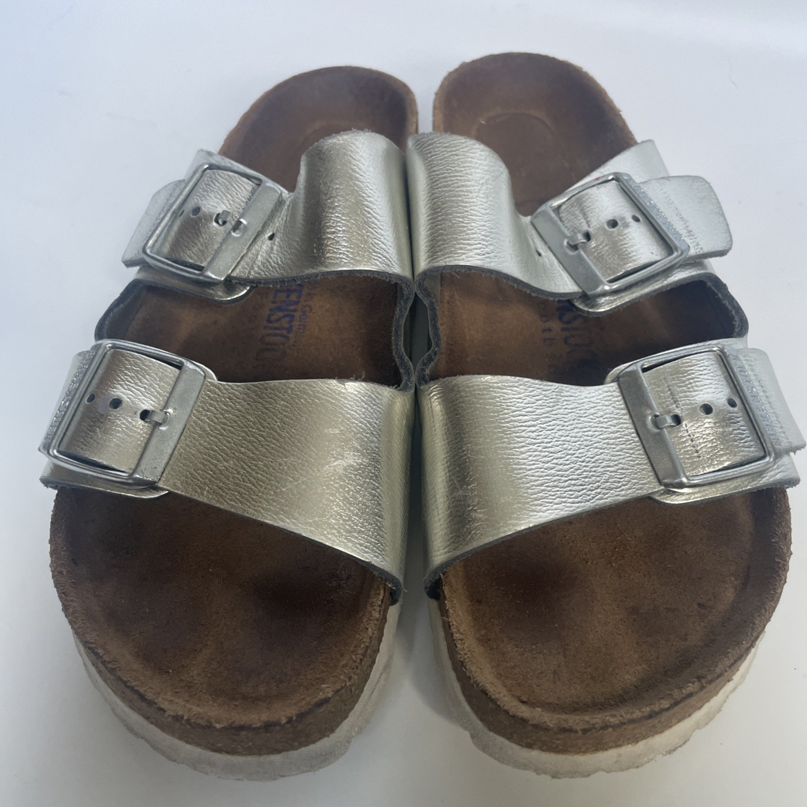Burkenstock Arizona Metallic Silver Size 38/US 7-7.5 ($154)