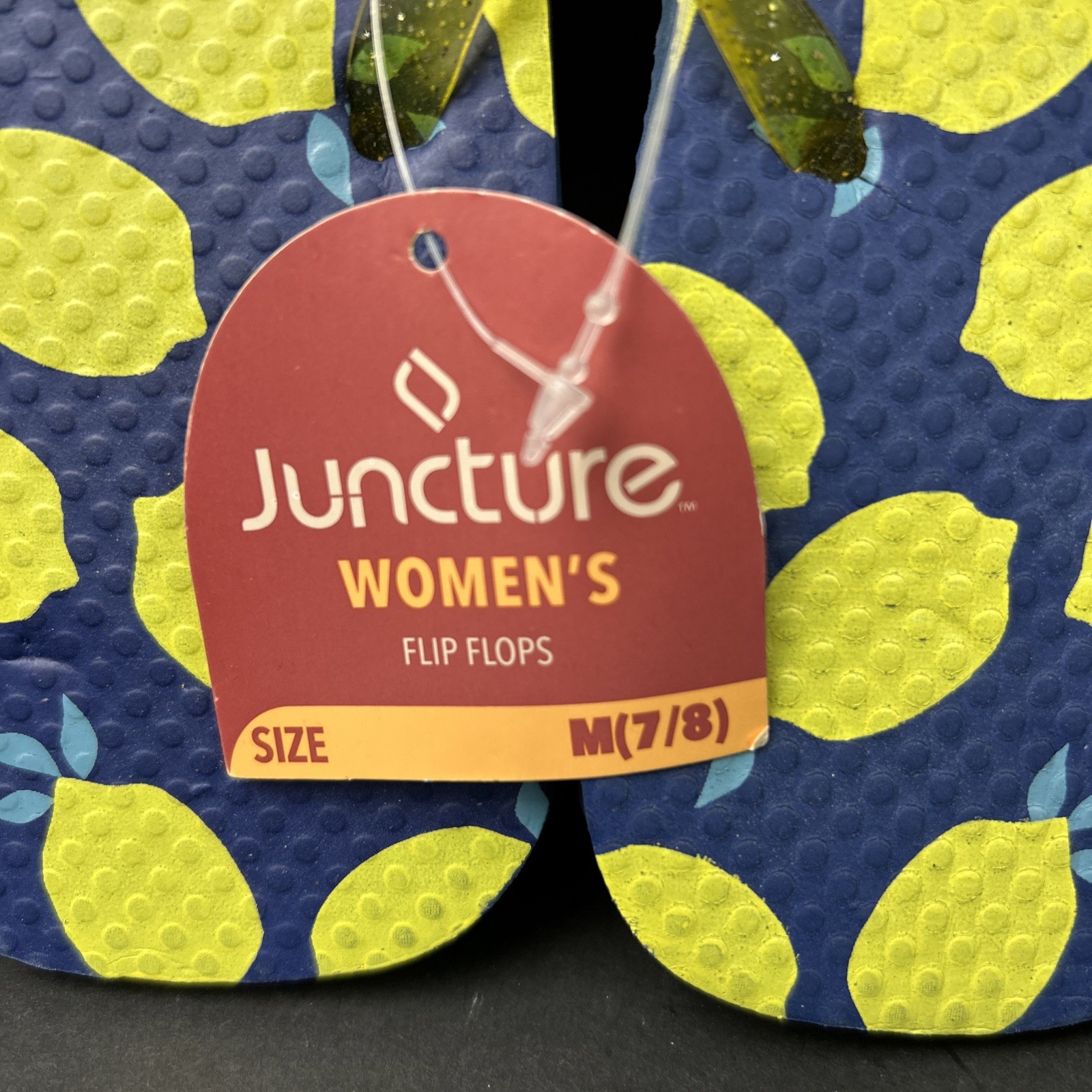 Juncture Women M 7/8 Tropical Lemons Yellow Strap Flip Flops