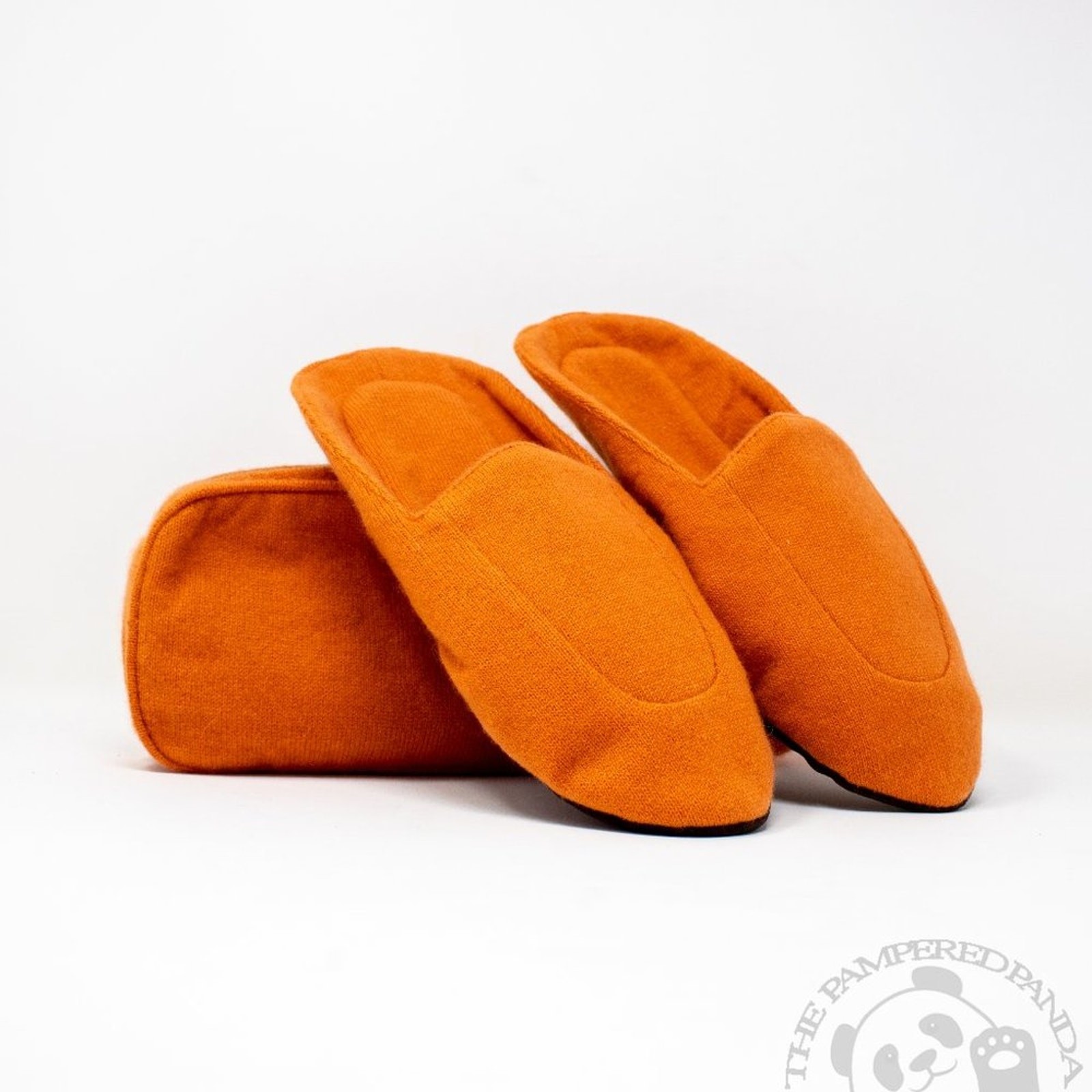 Armand Diradourian Women’s Cashmere Travel Slippers Bright Orange Size Small