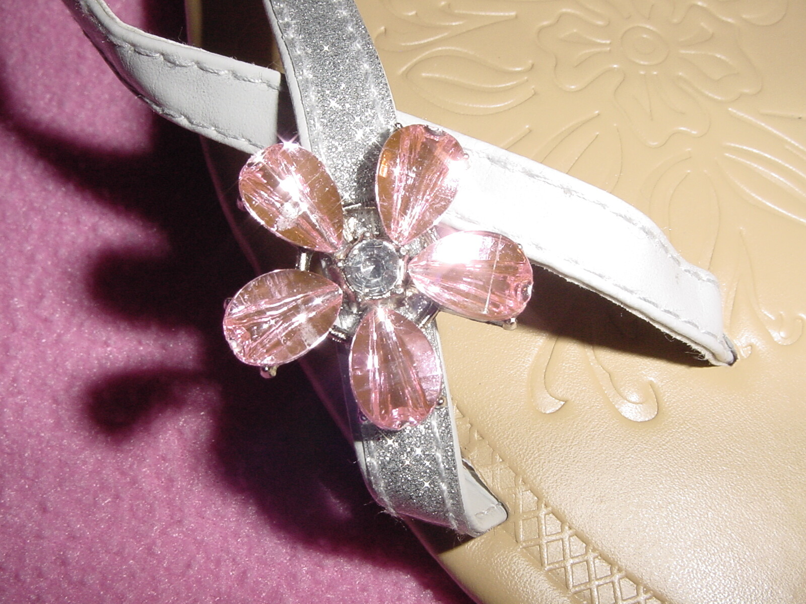 Metallic Glitter Thong Flop Sandal Gems GREEN or GRAY/SILVER XL 11-12 FREE SHIP