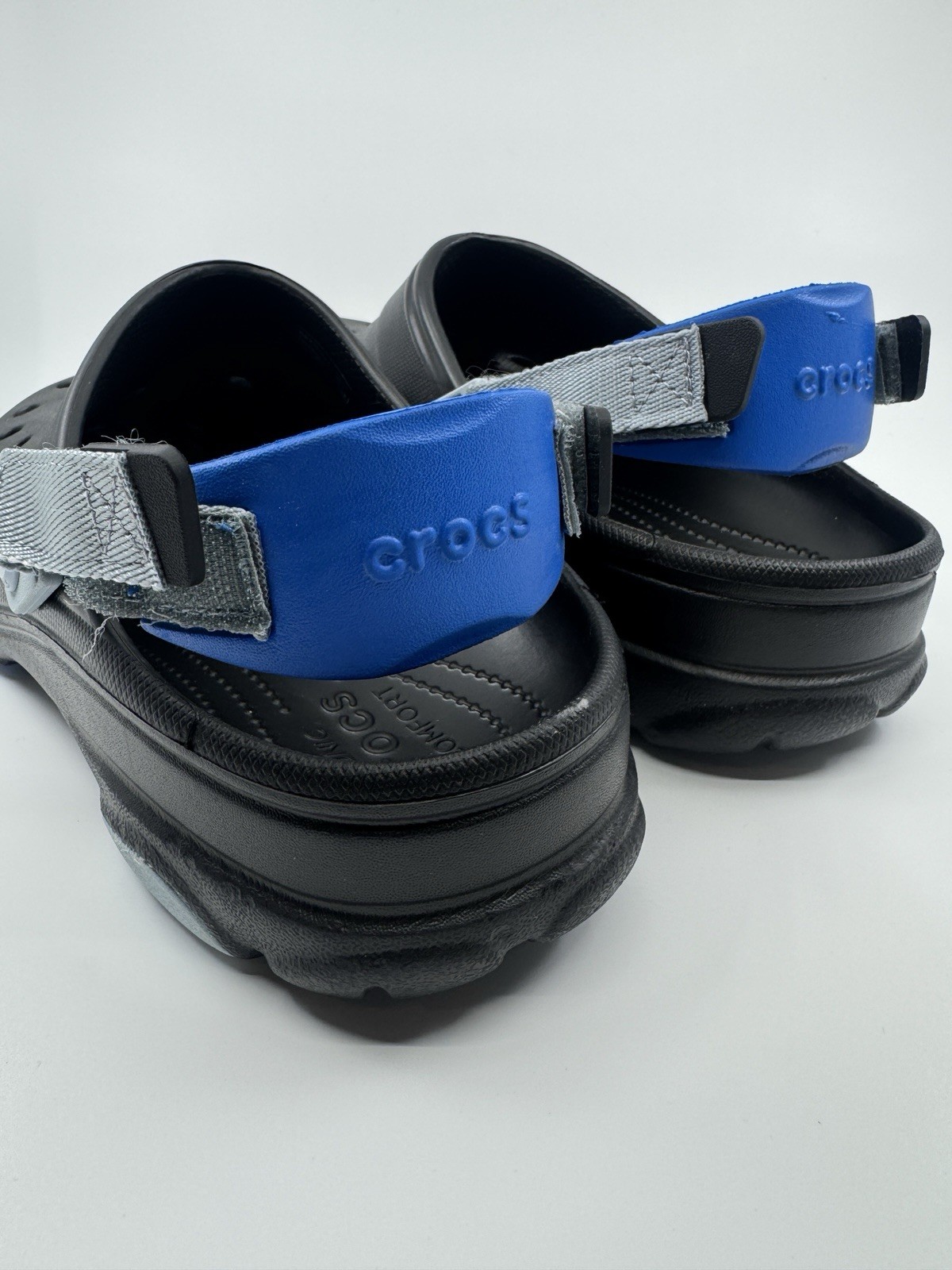 Crocs All Terrain Clogs Adjustable Heel Strap – Black/Grey/Blue – Size 13M