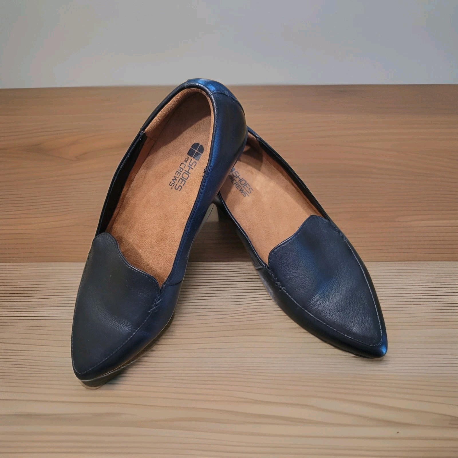 Shoes For Crews Womens Leather Slip-On Loafer Black Slip Resistant Sz 9 Workwear