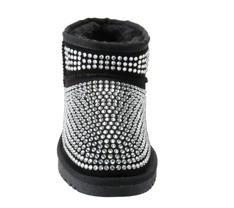 Sz 10 Azalea Wang Black Faux-Suede Fairytale Rhinestone Bootie