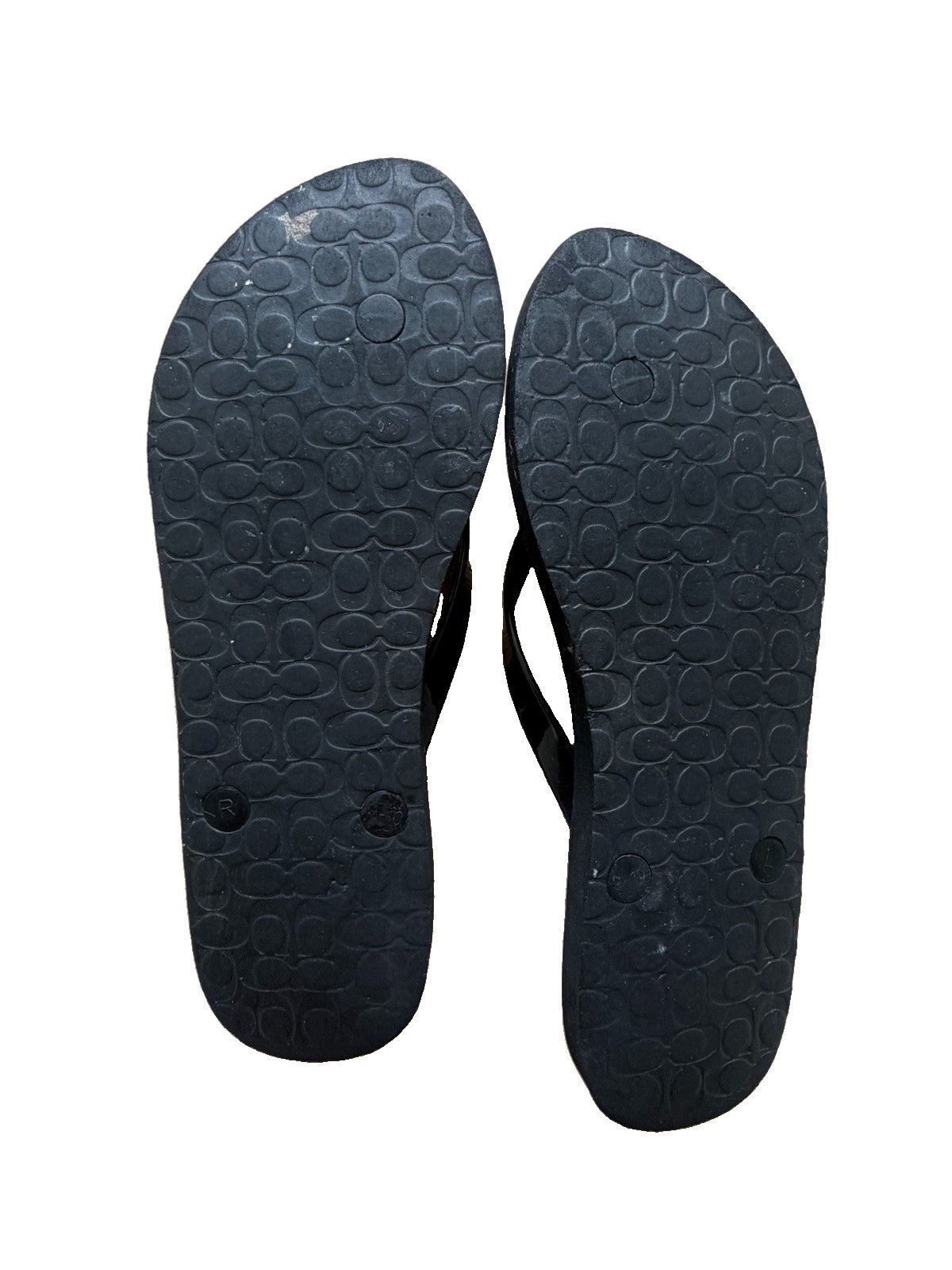 Coach Abbigail Black Turnlock Flip Flops Women’s Size 9B Signature Sandals