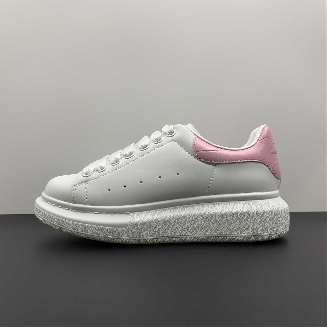 Alexander McQueen Oversized Sneaker White Pink Croc Heel Leather Platform Casual