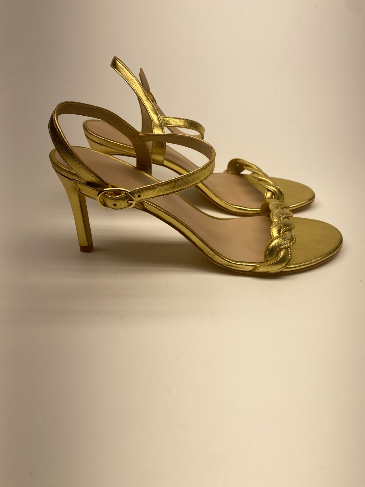 Stuart Weitzman Dancer Twistie 75 metallic leather sandals Sz 11