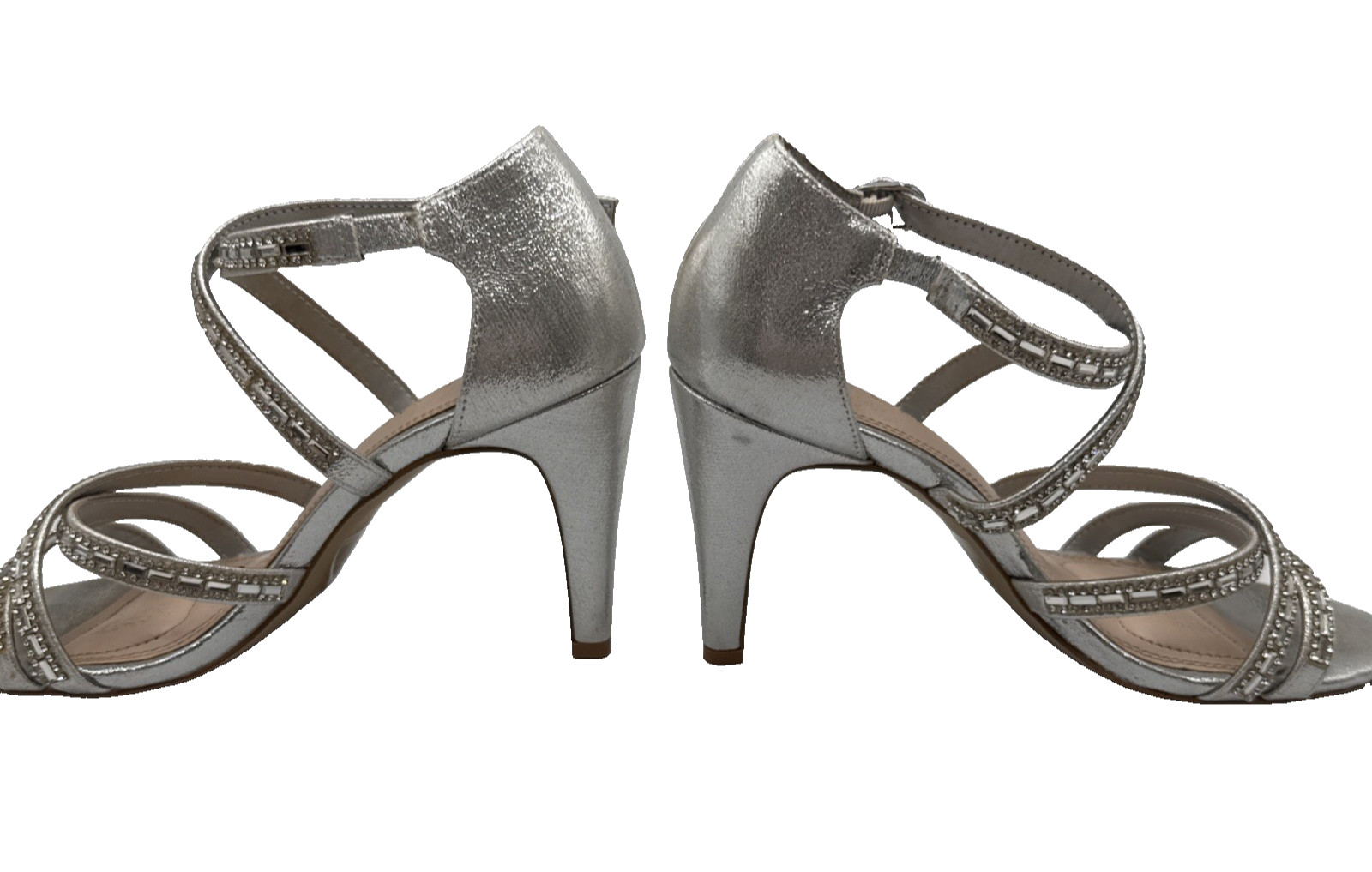 KELLY & KATIE Women’s REEKIE Silver/Rhinestone SANDALS / HEELS – Size: 7