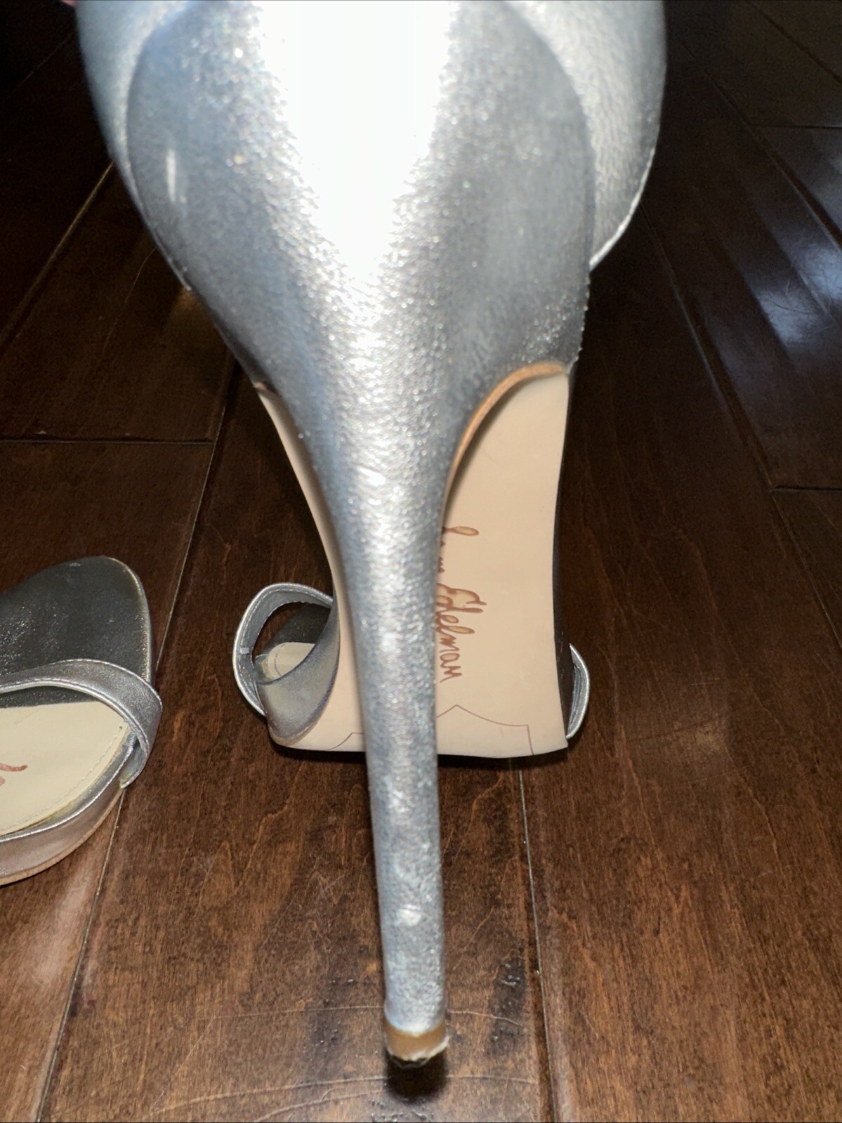 SAM EDELMAN Eleanor Ankle Strap High Heel Sandals Silver Size 9