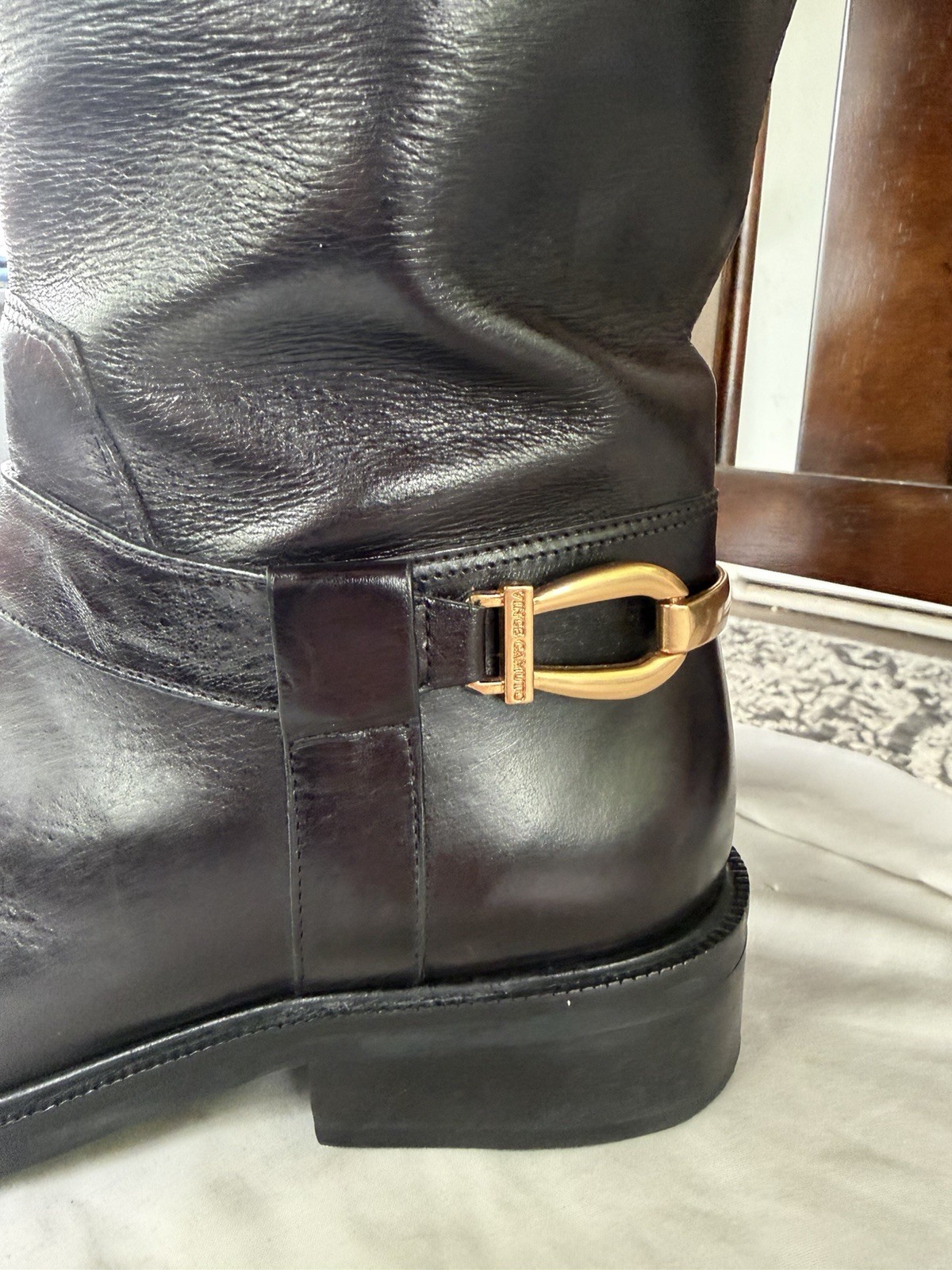 Vince Camuto Amanyir Women’s Knee High Riding Boot Leather Black/Brown US 9M
