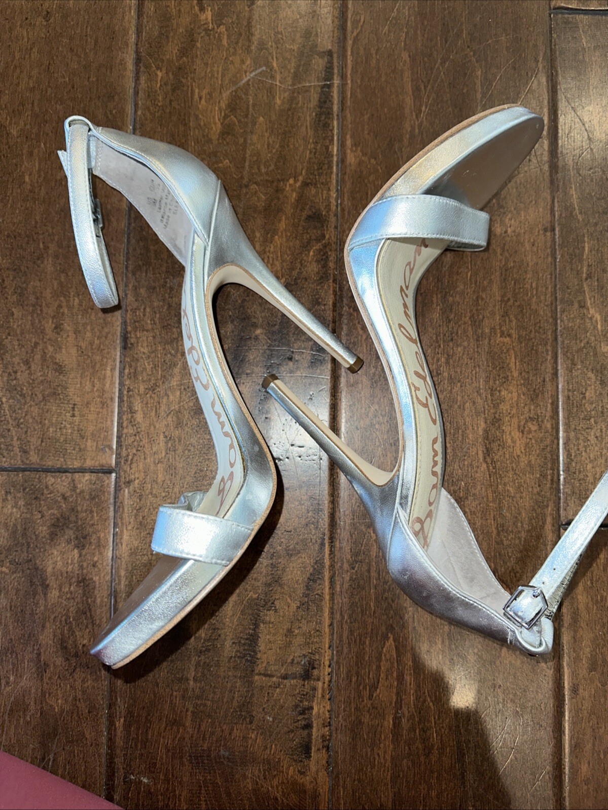 SAM EDELMAN Eleanor Ankle Strap High Heel Sandals Silver Size 9