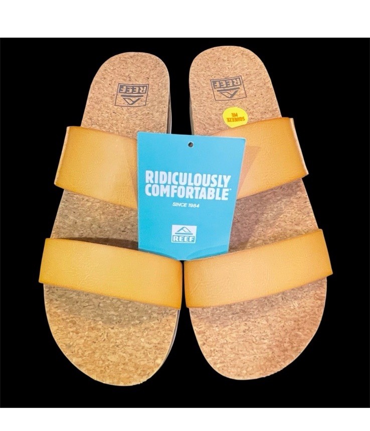 Reef Women’s Sizes Cushion Vista Hi Slip-on Sandal Natural Brown New