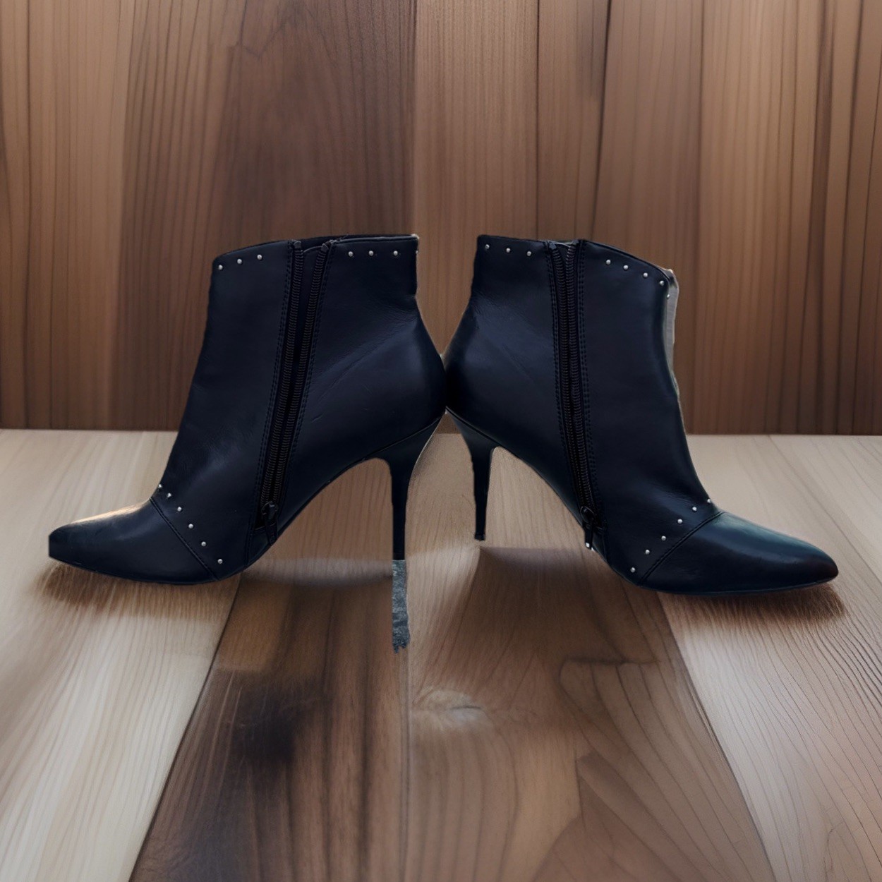 The Limited Black Vegan Studded Stiletto Ankle Boots 9 1/2 Punk Goth Emo Rock