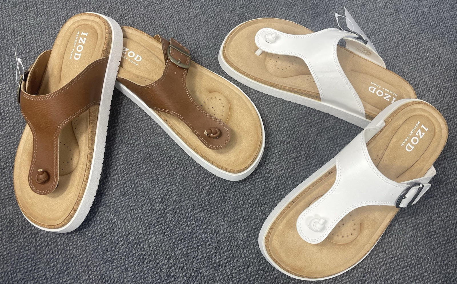 IZOD Women’s Lot of 2 Charcy Strap Sandals Brown & White Pick Size New w/o Box