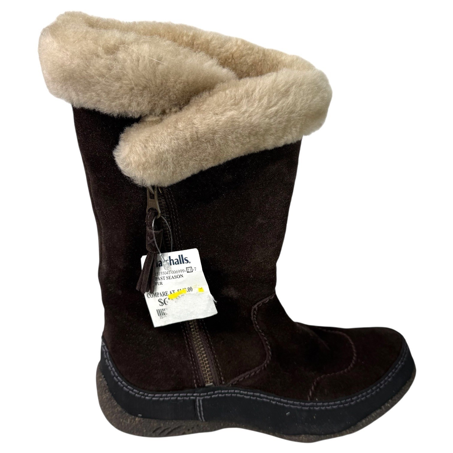 Clarks Womens Novice Moon Winter Boots Suede Shearling Mid-Calf Brown Size 7