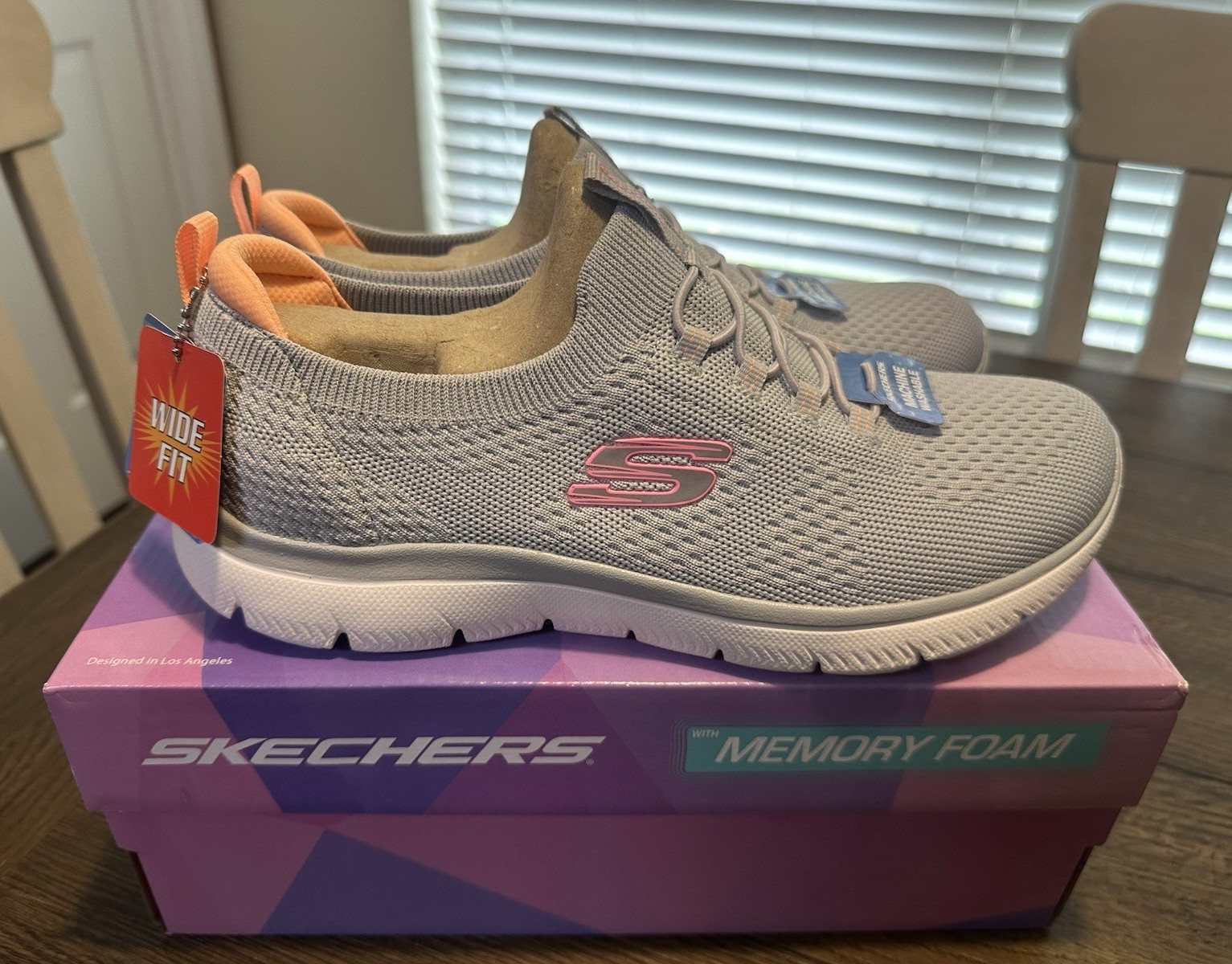 SKECHERS Summits Top Player Women’s Wide Slip-On Memory Foam Mesh Gray