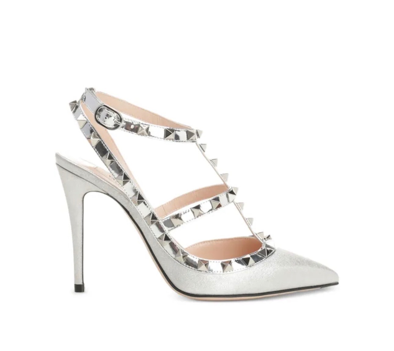 Valentino Garavani Rockstud 100 leather-trimmed glitter pumps