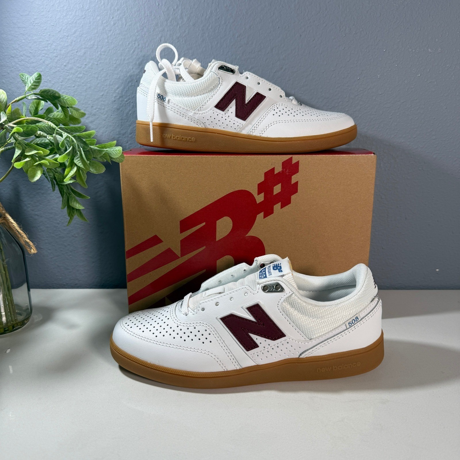 New Balance NB Numeric Brandon Westgate 508 Leather Shoes White Red Women 7