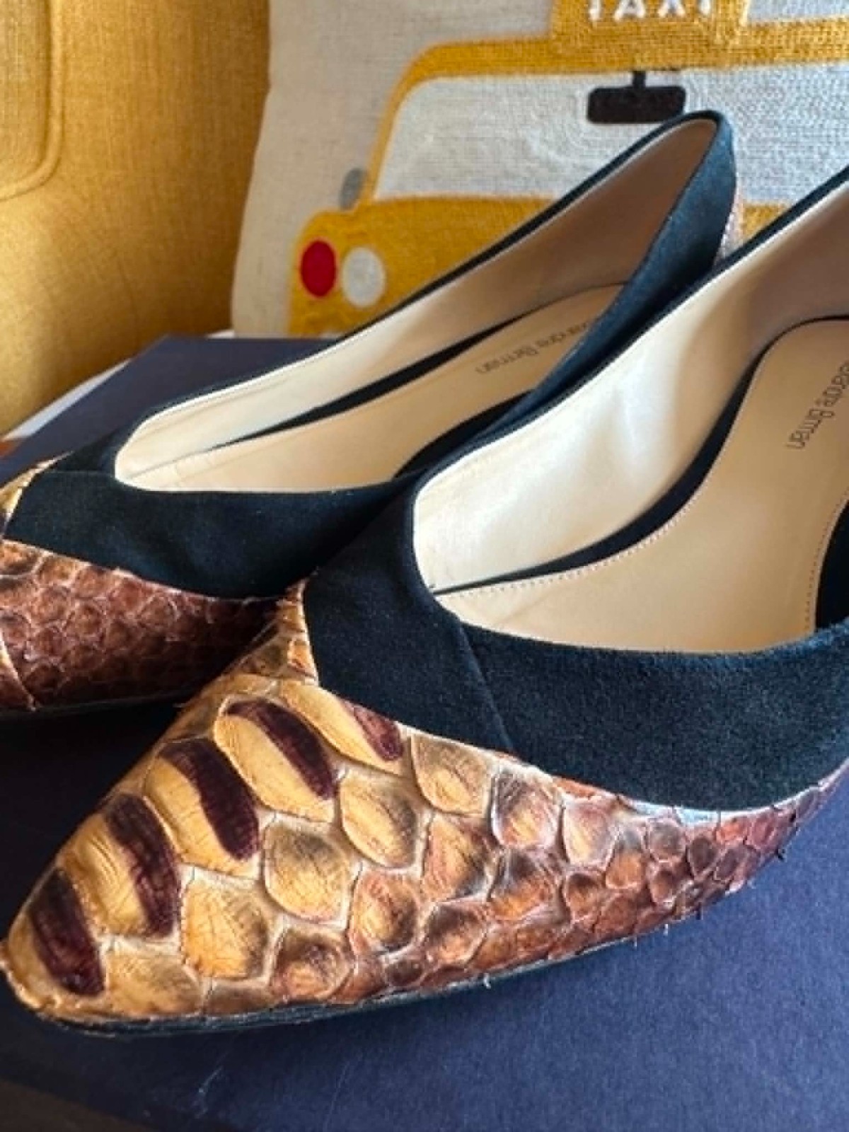 ALEXANDRE BIRMAN Python Snake Skin Suede Leather Ballerina Flats Size 37