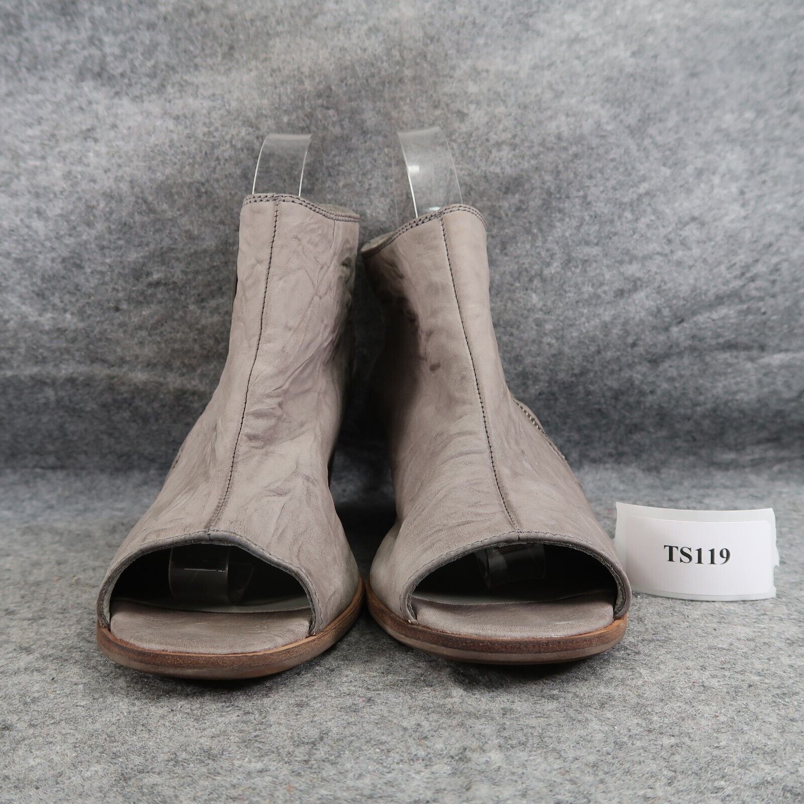 Paul Green Shoes Womens 8.5 Sandal Peep Toe Cayanne Asymmetric Zip Leather Grey