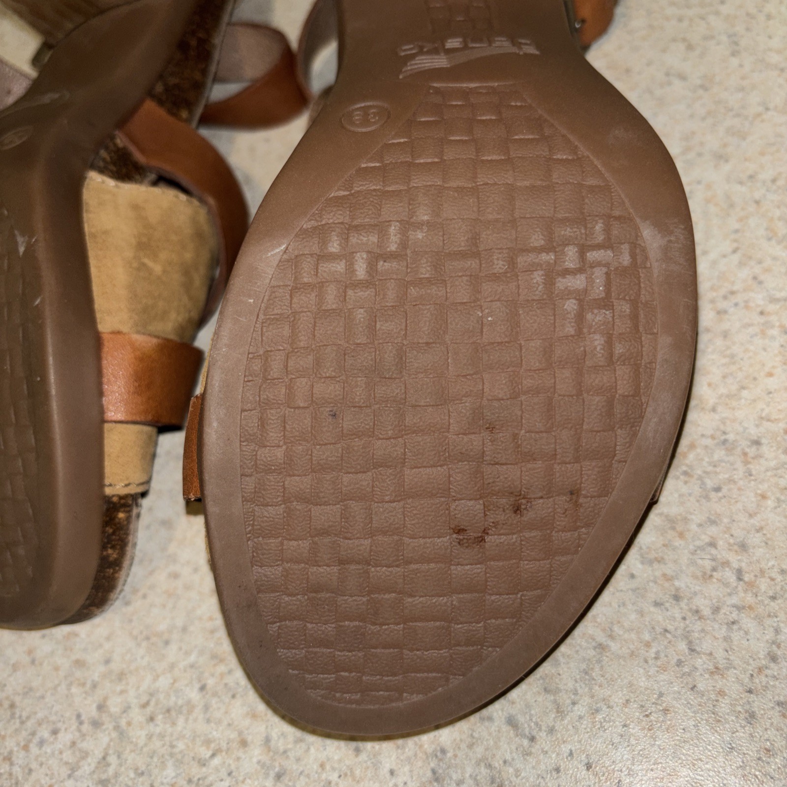 Dansko Dominique Heeled Cork Leather T Strap Sandals Women’s Size 8 EU 38
