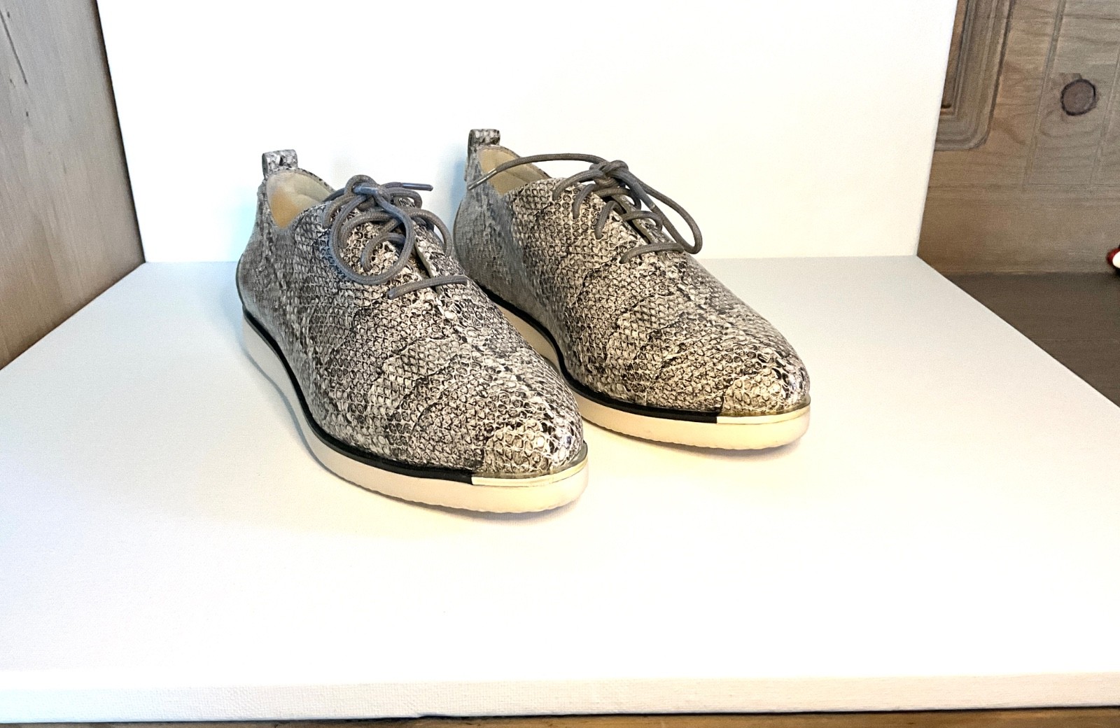 © Cole Haan NWT Oxford Flats Women’s 6B Narrow Snake Print Gold Cap Toe Shoes
