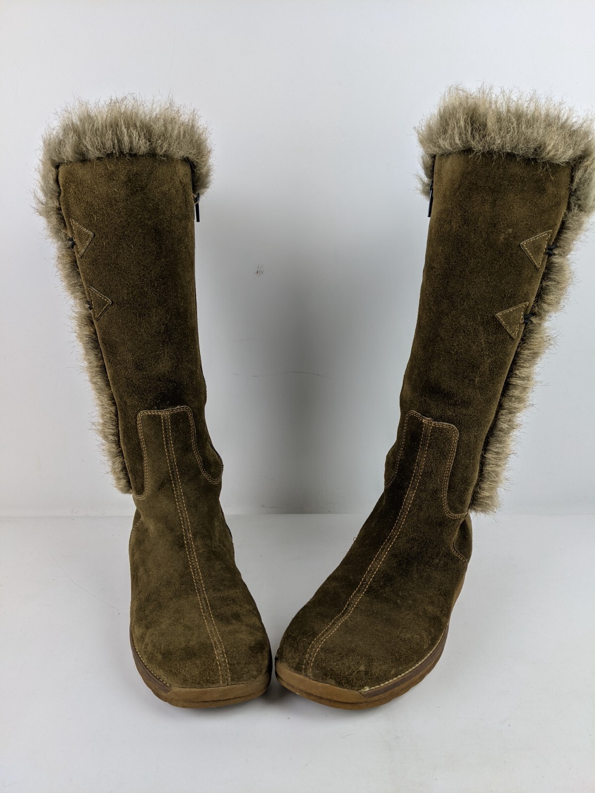 Rieker Faux Fur Lined Olive Side Zip Boots Size 39 US Size 8.5 Winter Fall