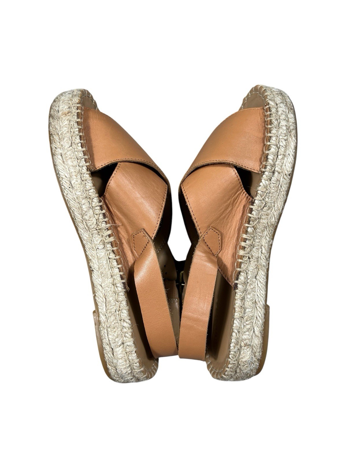 Women’s SOLUDOS ELOISE ESPADRILLE SANDAL tan/camel leather size 7 braided jute