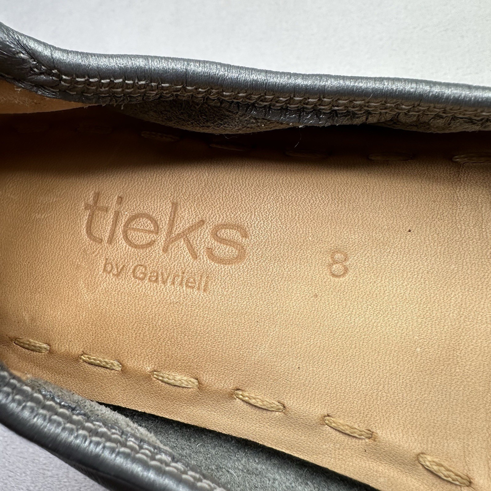 Tieks by Gavrieli Metallic Pewter Womens Size 8 Full Grain Leather Ballet Flats