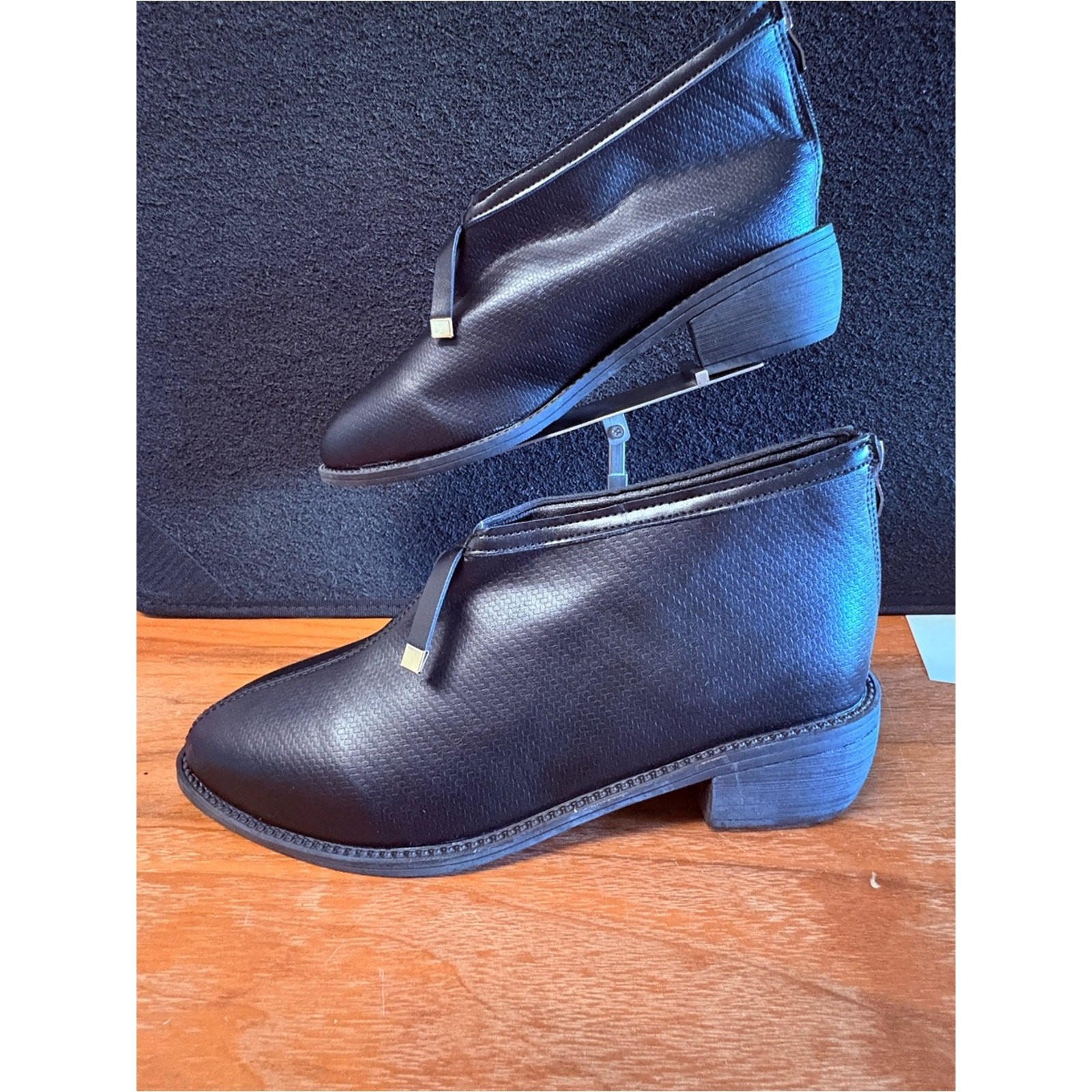 Women’s Black Ankle Booties Size 41 EU (US 10–10.5) NWOT Low Heel