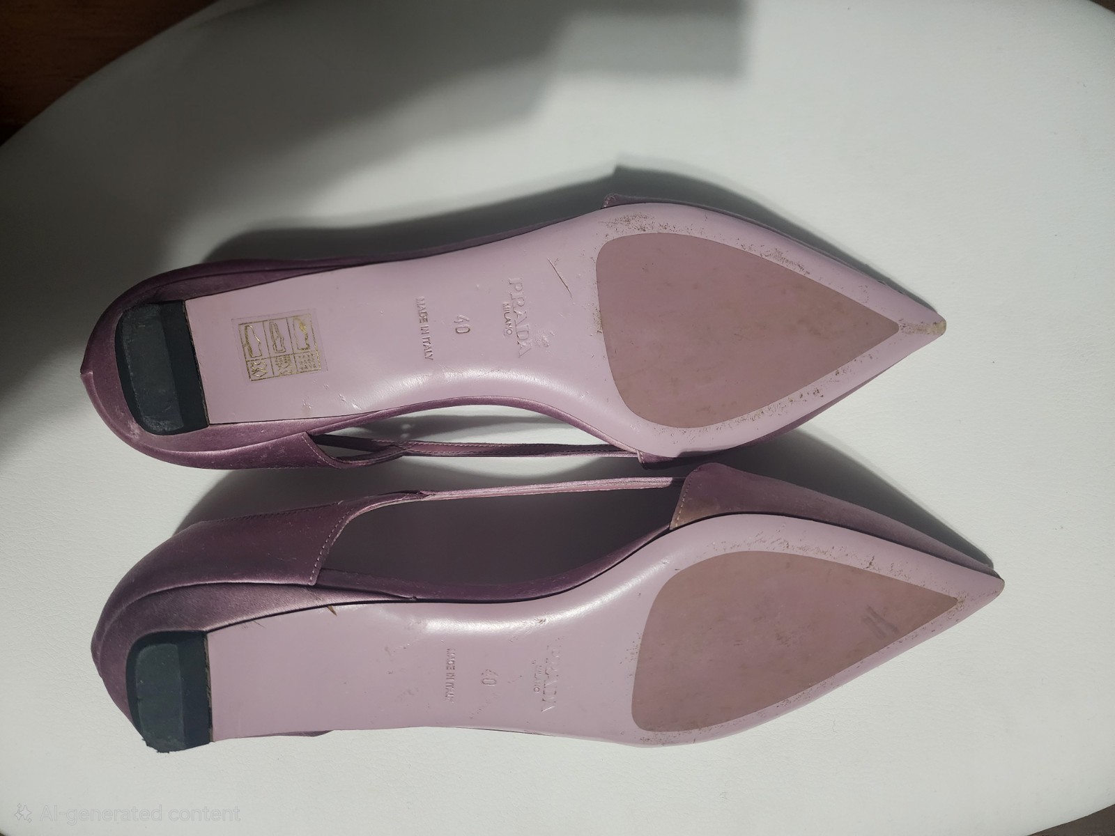 PRADA Satin Cut-Out Pointed Toe Ballerina Flats Rose Pink/ Women’s EU 40