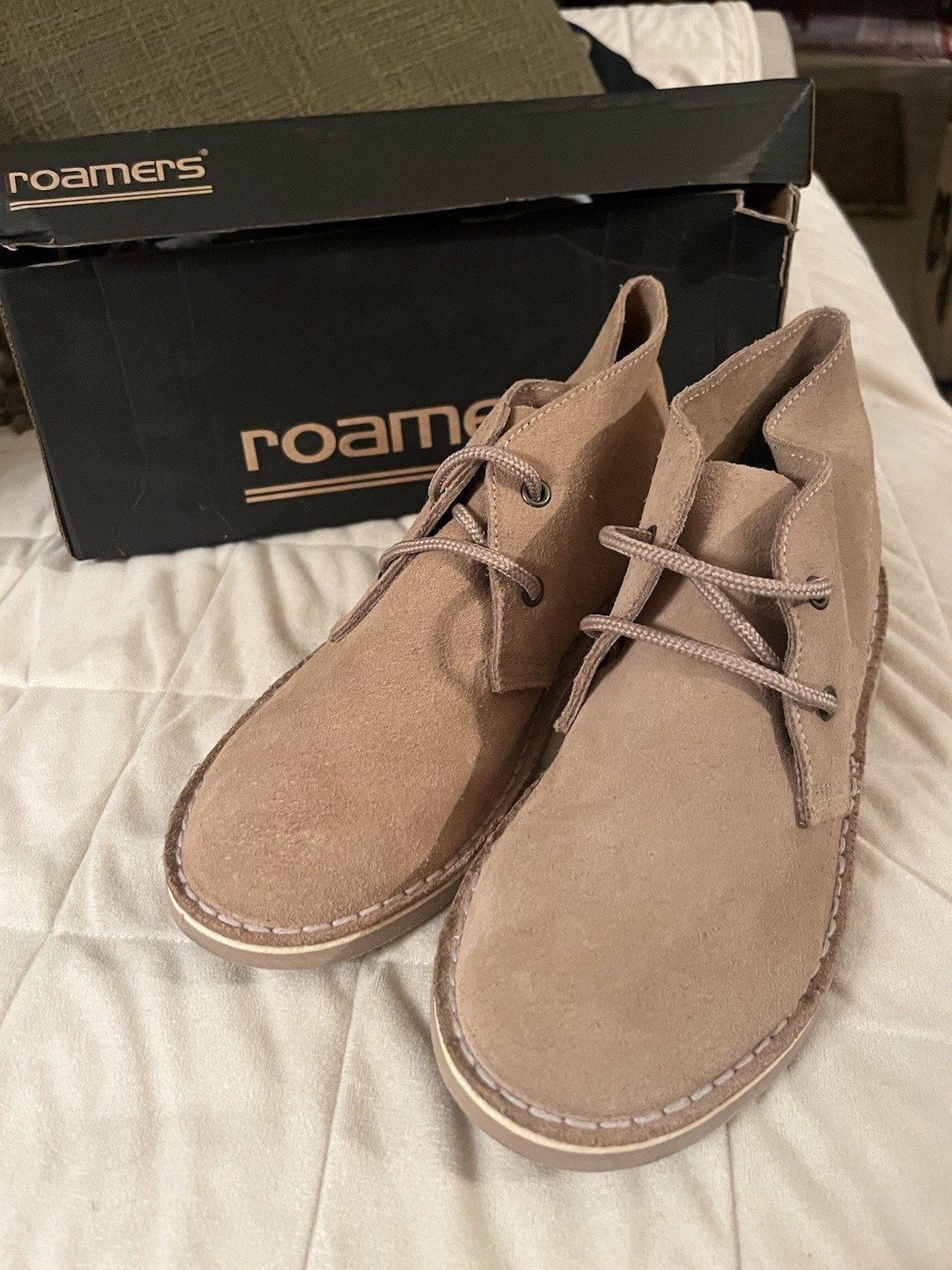 Roamers Womens Unlined Suede Taupe Ankle Boots 5 NIB